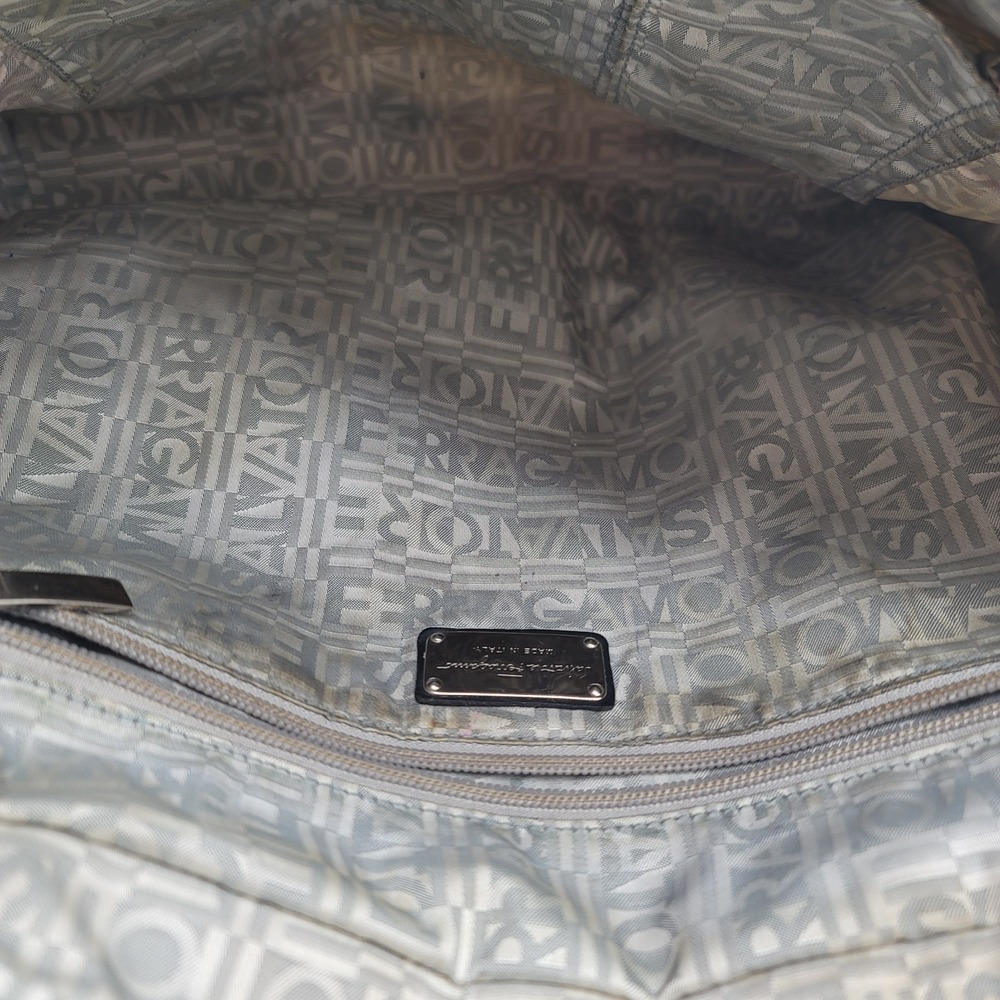 Salvatore Ferragamo Jaguar Print Nylon Leather Tote Bag Italy Shoulder Purse - Picture 8 of 16